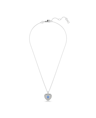 Shop Swarovski Hyperbola Pendant, Heart, Blue, Rhodium Plated In Blue,rhodium