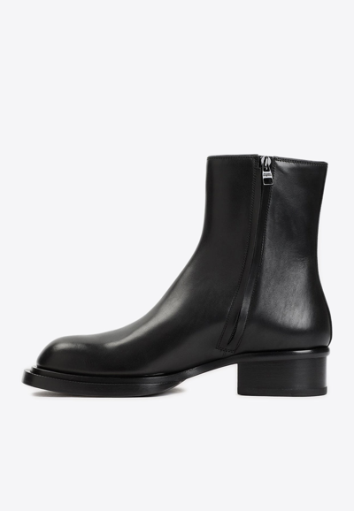 Shop Alexander Mcqueen Calf Leather Ankle Boots In Black