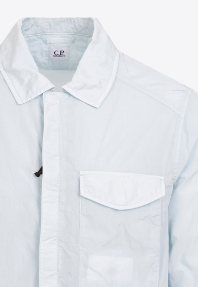Shop C.p. Company Chrome-r Buttoned Overshirt In Sky Blue
