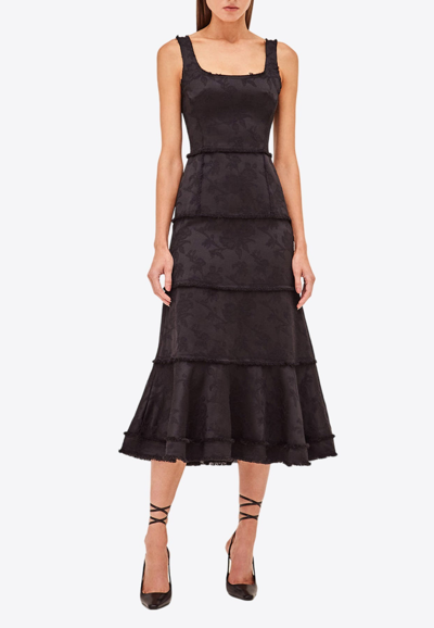 Shop Alexis Corina Floral Jacquard Midi Dress In Black