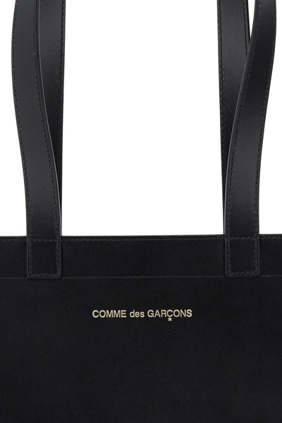 Shop Comme Des Garçons Comme Des Garcons Wallet Leather Tote Bag With Logo In Black