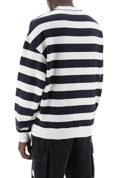 Shop Dolce & Gabbana Striped Sweatshirt With Embroidered Logo In Multicolor