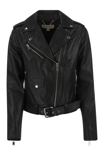 Shop Michael Kors Lambskin Jacket In Black