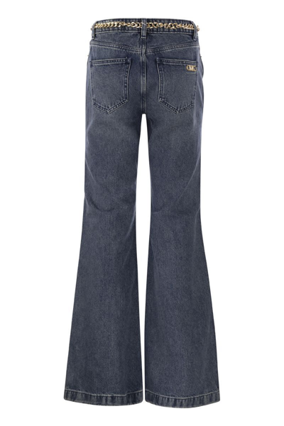 Shop Michael Michael Kors Flare Leg Denim Cotton Jeans In Clear Blue