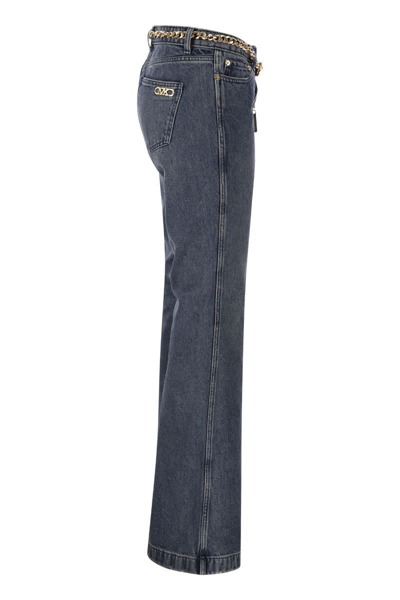 Shop Michael Michael Kors Flare Leg Denim Cotton Jeans In Clear Blue