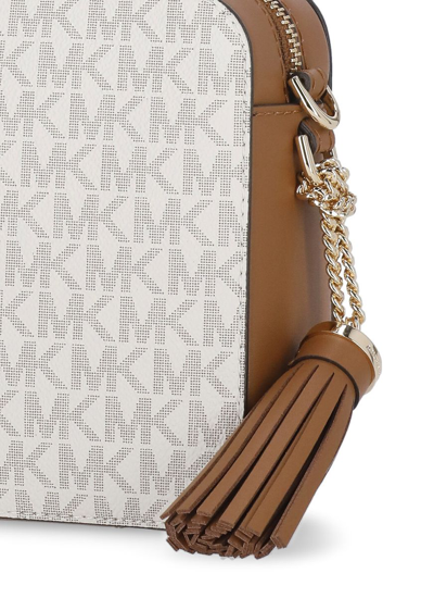 Shop Michael Kors Ginny - Medium Logo Crossbody Bag In Vanilla