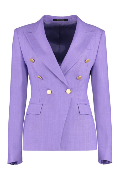 Shop Tagliatore J-alicya Double-breasted Jacket In Purple
