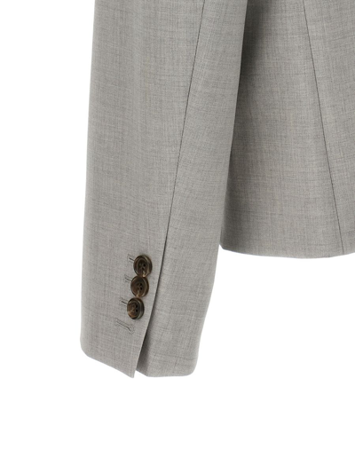 Shop Theory Double-breasted Blazer In Gray