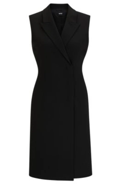 Shop Hugo Boss Blazer-style Sleeveless Dress With Concealed Closure In Black