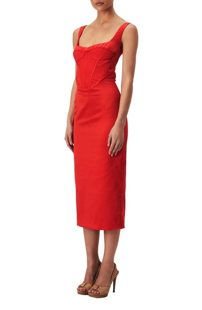 Bardot Elodie Midi Dress In Fire Red