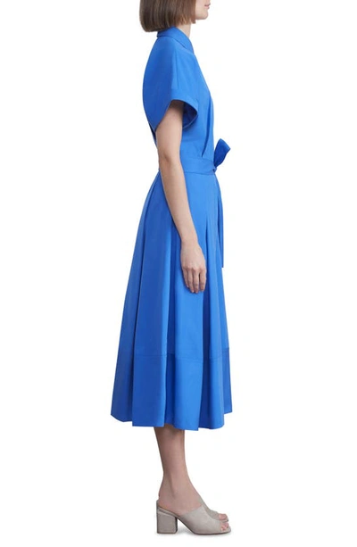 Lafayette 148 Belted Short-sleeve A-line Shirtdress In Classic Cobalt