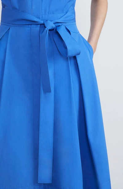 Lafayette 148 Belted Short-sleeve A-line Shirtdress In Classic Cobalt