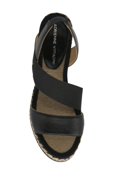 Shop Adrienne Vittadini Bandelle Wedge Sandal In Black Stretch