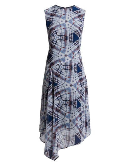 Shop Santorelli Women's Cecilia Asymmetric Silk Midi-dress In Cloud