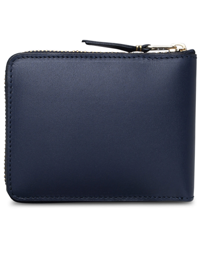 Shop Comme Des Garçons Blue Leather Wallet In Navy