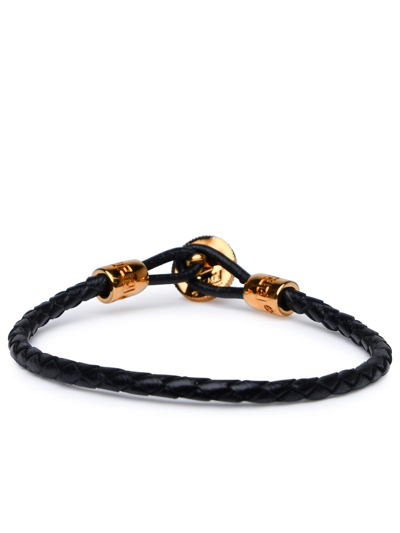 Shop Versace Medusa Biggie Black Leather And Metal Bracelet