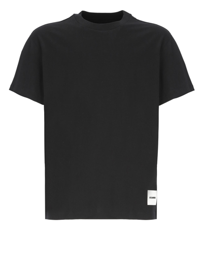 Shop Jil Sander Three Cotton T-shirt Set In Black