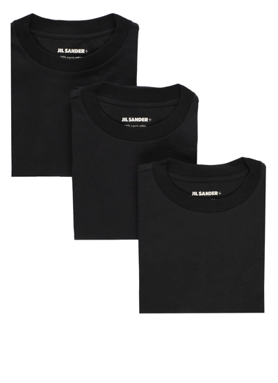 Shop Jil Sander Three Cotton T-shirt Set In Black