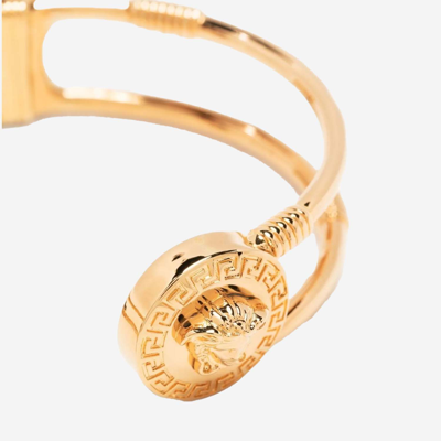 Shop Versace Safety Pin Bracelet In Golden