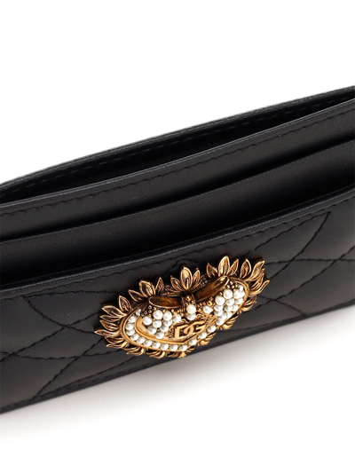 Shop Dolce & Gabbana Quilted Leather Card Case In Black