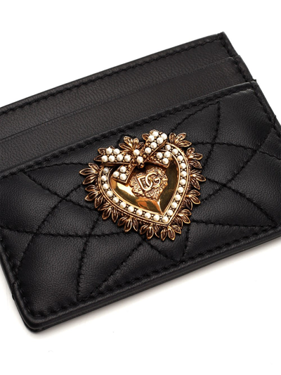 Shop Dolce & Gabbana Quilted Leather Card Case In Black