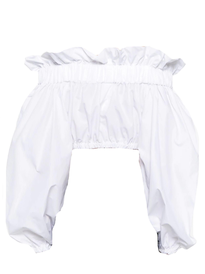 Shop Patou White Cotton Poplin Weave Crop Top In Bianco