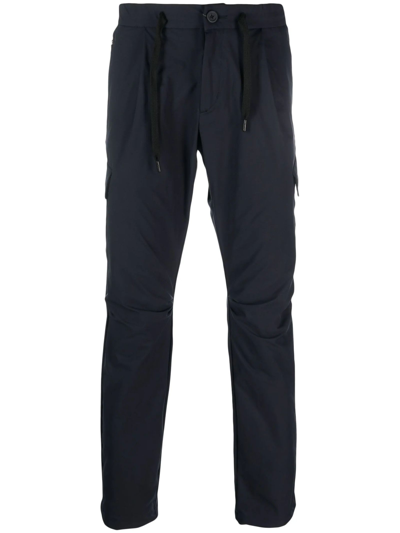 Shop Herno Lightweight Polyester Cargo Trousers In Blu