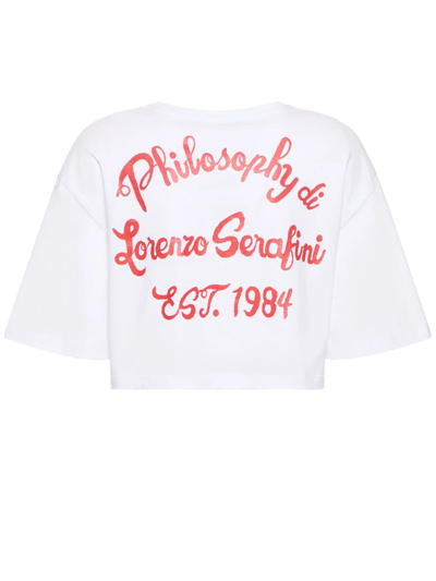 Shop Philosophy Di Lorenzo Serafini White And Red Cotton T-shirt In Bianco