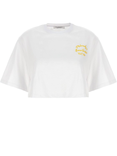 Shop Philosophy Di Lorenzo Serafini White And Yellow Cotton T-shirt In Bianco