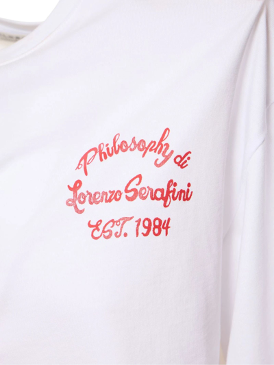 Shop Philosophy Di Lorenzo Serafini White And Red Cotton T-shirt In Bianco