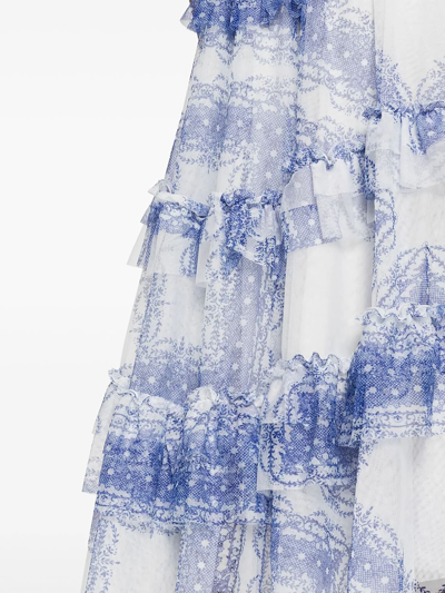 Shop Philosophy Di Lorenzo Serafini Blue And White Maxi Dress In Bianco