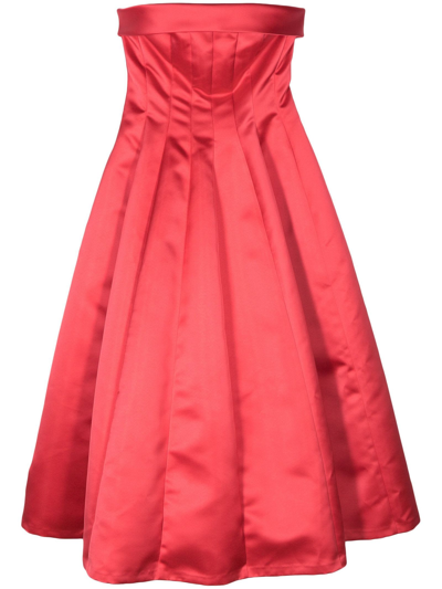 Shop Philosophy Di Lorenzo Serafini Red Pleated Midi Dress In Rosso