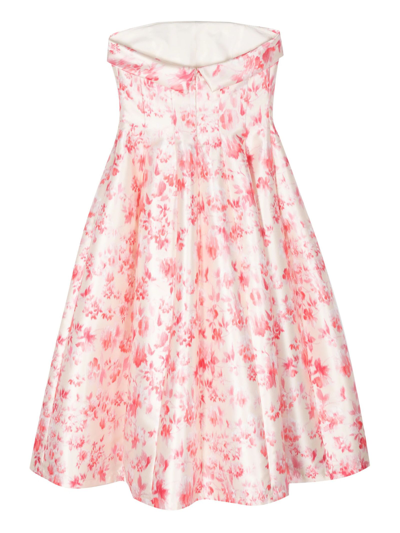 Shop Philosophy Di Lorenzo Serafini White And Pink Pleated Midi Dress In Bianco