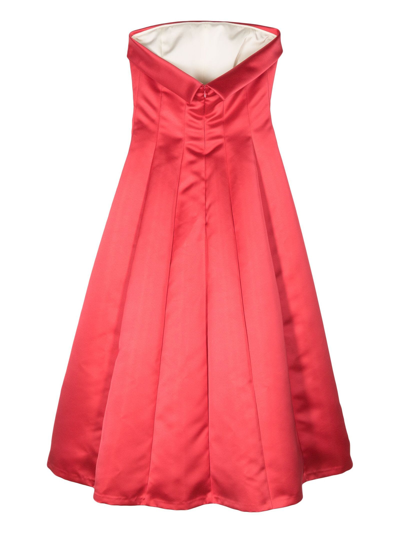 Shop Philosophy Di Lorenzo Serafini Red Pleated Midi Dress In Rosso