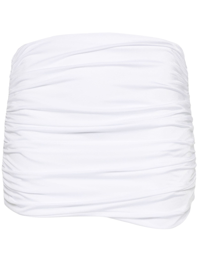 Shop Philosophy Di Lorenzo Serafini White Ruched Mini Skirt In Bianco