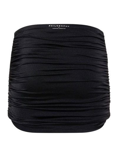 Shop Philosophy Di Lorenzo Serafini Black Ruched Mini Skirt In Nero