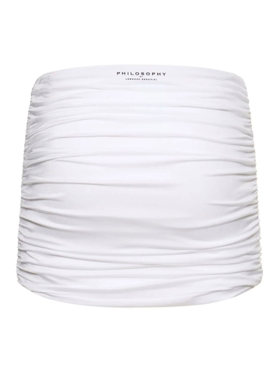 Shop Philosophy Di Lorenzo Serafini White Ruched Mini Skirt In Bianco