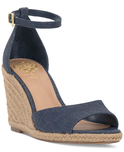 Shop Vince Camuto Felyn Two-piece Espadrille Wedge Sandals In Elemental Blue
