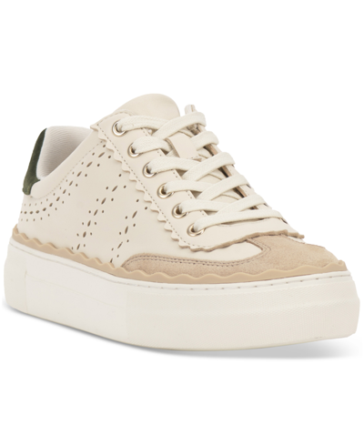 Shop Vince Camuto Jenlie Platform Lace-up Sneakers In Creamy White