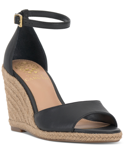 Shop Vince Camuto Felyn Two-piece Espadrille Wedge Sandals In Black