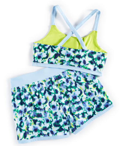 Shop Id Ideology Toddler & Little Girls Blurred Floral Bikini 2-pc. Swimwear Set, Created For Macy's In Tartan Blue