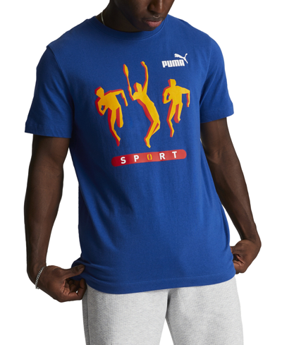 Shop Puma Men's Vintage Sport Regular-fit Logo Graphic T-shirt In Cobalt Glaze