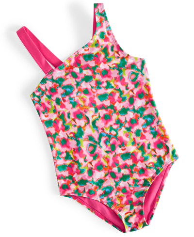 Shop Id Ideology Toddler & Little Girls Floral-print One-piece Swimsuit, Created For Macy's In Cerise Pink