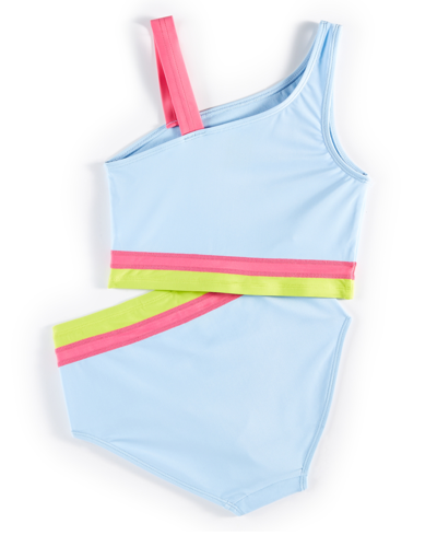 Shop Id Ideology Big Girls Colorblock Bikini 2-pc. Swimwear Set, Created For Macy's In Skysail Blue