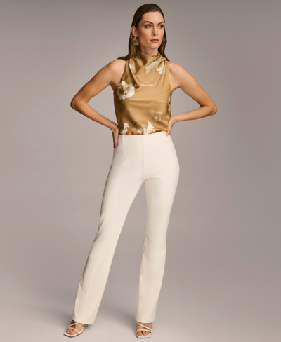 Shop Donna Karan Women's High-rise Side-zip Pants In Cream