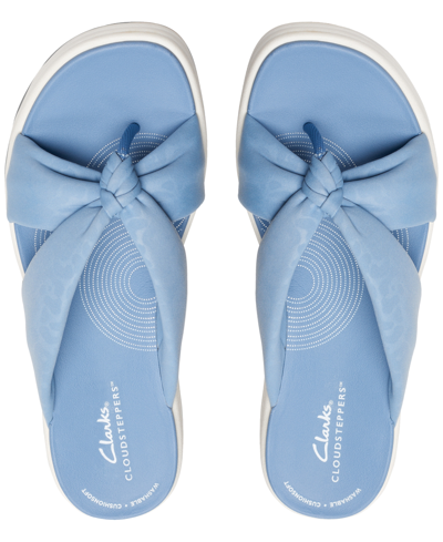 Shop Clarks Women's Cloudsteppers Drift Ave Wedge Sandals In Denim Blue