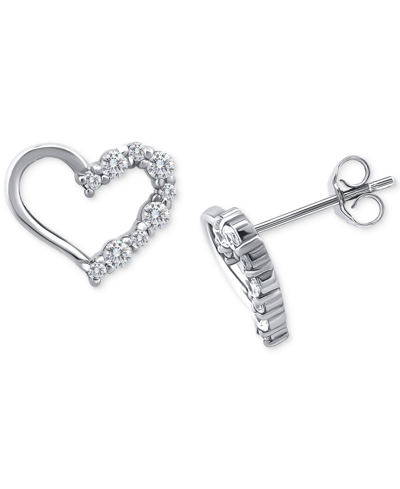 Shop Giani Bernini Cubic Zirconia Open Heart Stud Earrings, Created For Macy's In Silver