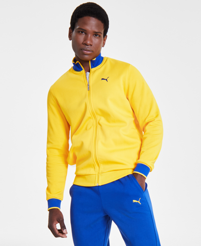 Shop Puma Men's Vintage Sport Regular-fit Full-zip Track Jacket In Yellow Sizzle