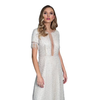 Shop Farah Naz New York All Pearls Gown Women Dress In White