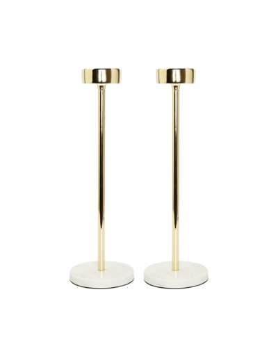 Shop Classic Touch Taper Candle Holder On Marble Base, 14" H In Gold